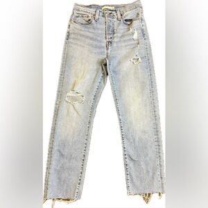 ✨Levi Strauss & Co. Light-wash Wedgie Straight High Rise Jeans Raw Hem Size 28